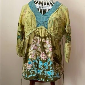Floral Flowy Green Blouse